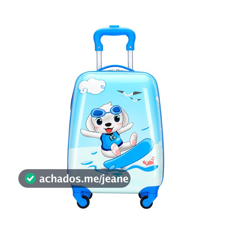 Mala Infantil de Bordo e Escolar 47x29x20cm - ABS Leve, Resistente e com Rodinhas 360°