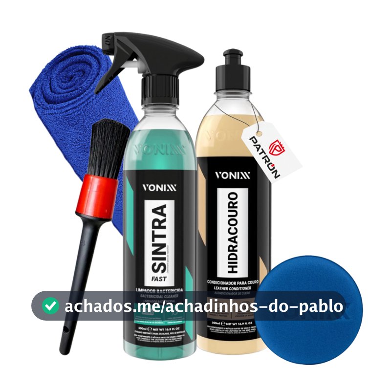 Kit Vonixx Sintra + Hidra Couro Limpeza Interna Carro + Microfibra + Pincel + Aplicador
