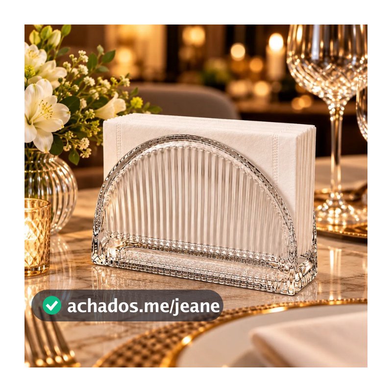 Porta Guardanapo Cristal Transparente Premium Mesa Posta Jantar Decoração Elegante Suporte Organizador
