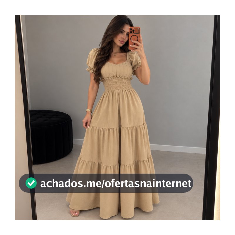 Vestido Longo Feminino De Manga Curta com Bojo Três Marias - Maxma 8410