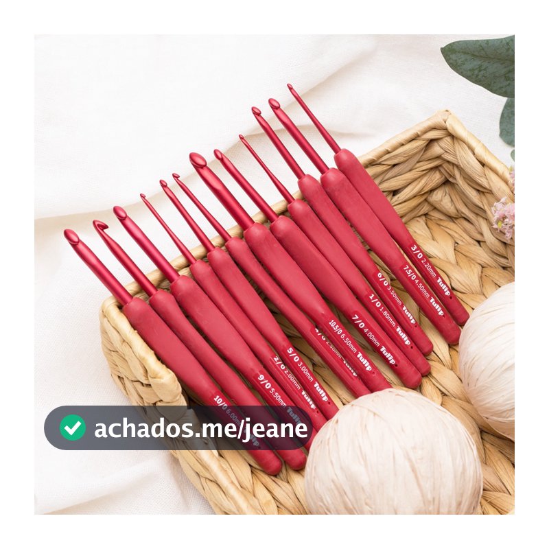 1 Pç Gancho De Crochê Vermelho Tulipa ETIMO 1.8-6.5mm/Agulhas De Tricô De Resina Em Alumínio Autêntica Importada