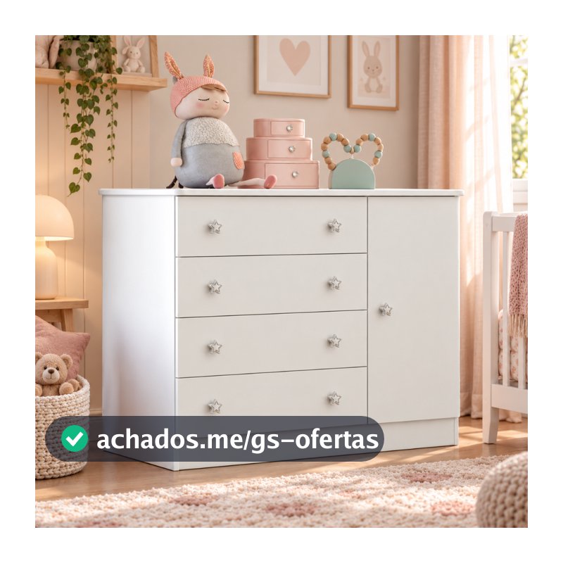 Cômoda 4 Gavetas com Porta Sapateira Doce Sonho Qmovi