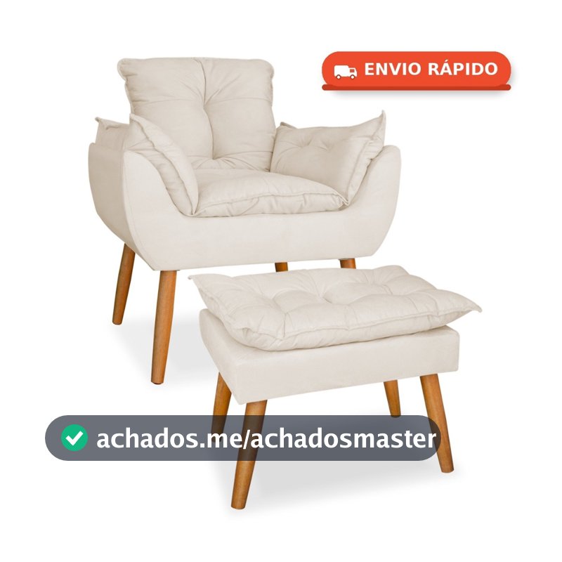KIT POLTRONA MAIS PUFF PARA SALA DE ESTAR PARA SALA DE ESTAR