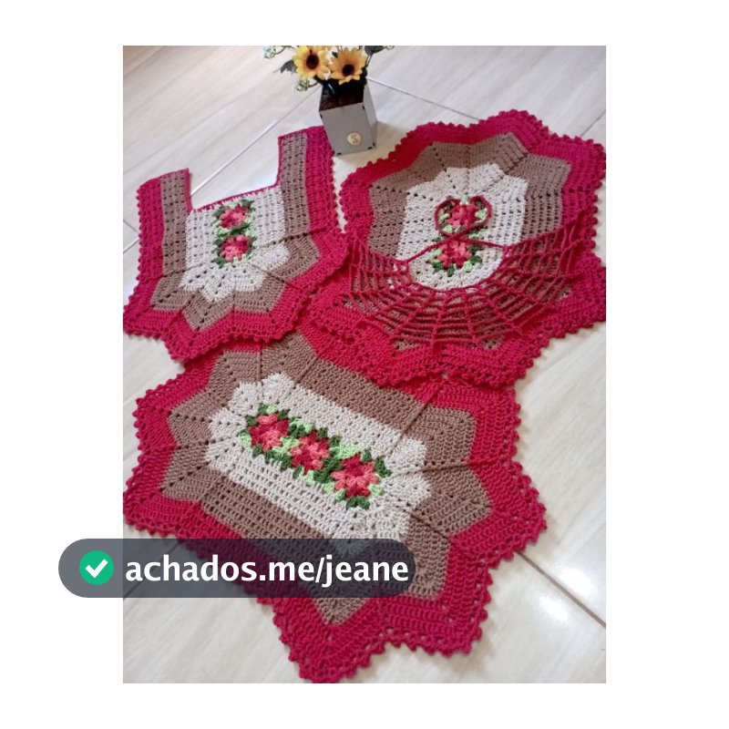 Jogo De Banheiro 3 Peças Crochê Estrela Casa & Decoração