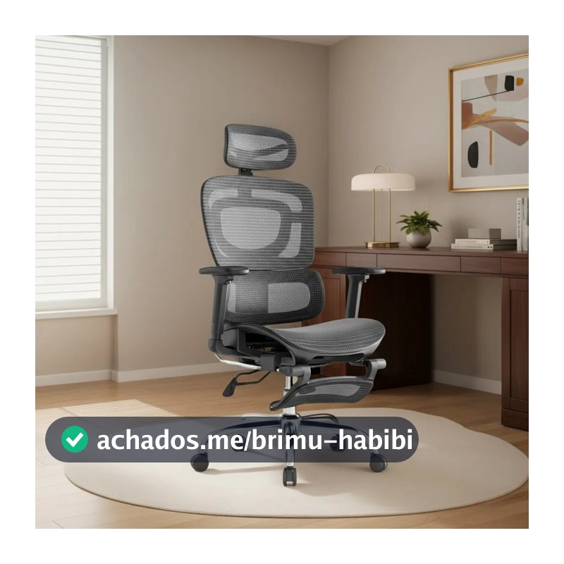 Cadeira Escritório Ergonômica Mônaco BT07/WT07 Luvinco Malha Respirável Lombar Adaptável Apoio Pés