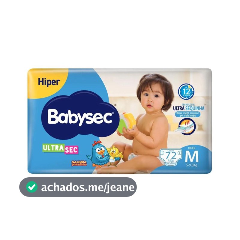 Fralda Babysec Hiper Galinha Pintadinha M 68 Unidades