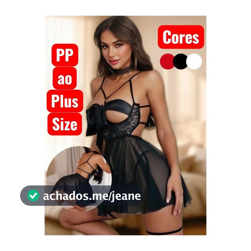 Camisola Feminina Sensual Transparente com Calcinha e Persex com Renda Luxo Curta Romântica Noite Elegante Casal 3420