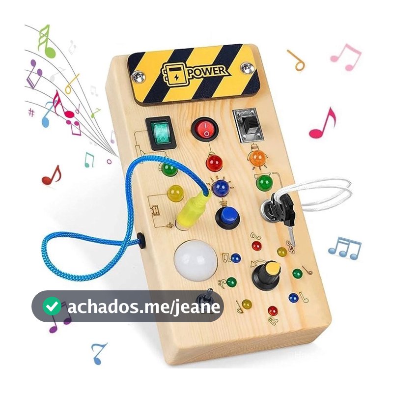 Brinquedo Sensorial De Madeira Ocupado Montessori Com Placa De Interruptor De Luz LED , Jogos De Atividades De Viagem Pa