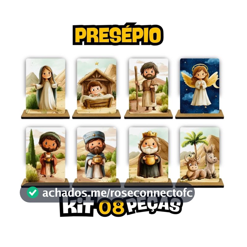 Presépio Natal Decoração  - Feito em Madeira - Modelo Presépio Fofo - Natalino - Envio Imediato
