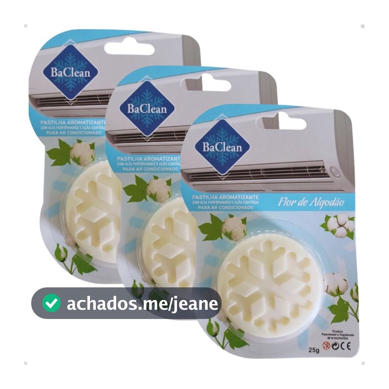 Kit 3 Pastilhas Aromatizantes Ar Condicionado Aroma Flor de Algodão