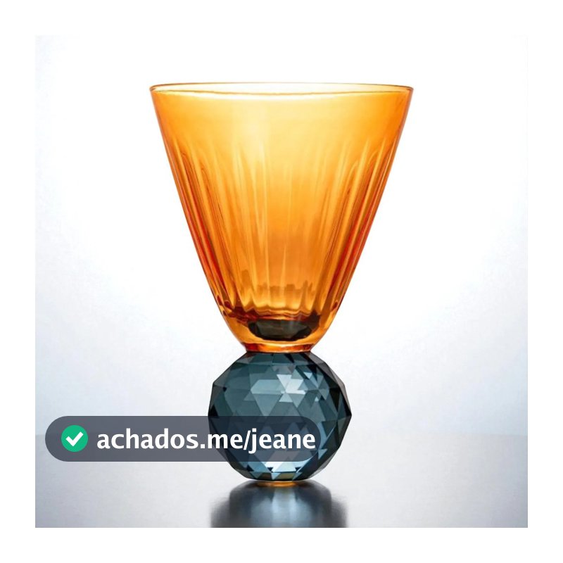 Kit com 2 Taças Vidro geométrica Laranja/Azul 400ml 75.849