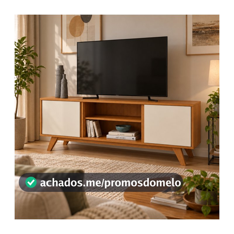 TOP VENDAS Rack Sala De Estar Pés em MADEIRA Multiuso para TV até 50 Polegadas Turim