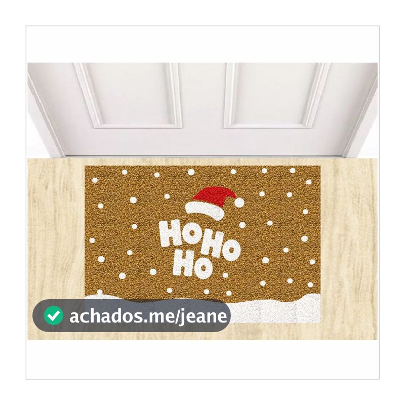 TAPETE CAPACHO FELIZ NATAL HOHOHO  60X40 CM OURO DECORATIVO