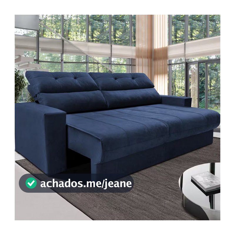 Sofá 3 Lugares Clean com Assento Retrátil e Encosto Reclinável em Tecido Velusoft 190cm de Largura Cama Inbox