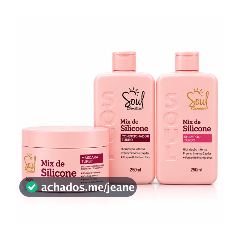 Kit Soul Mix Silicone Turbo Shampoo Condicionador Máscara 750ml Tratamento Anti Frizz Brilho