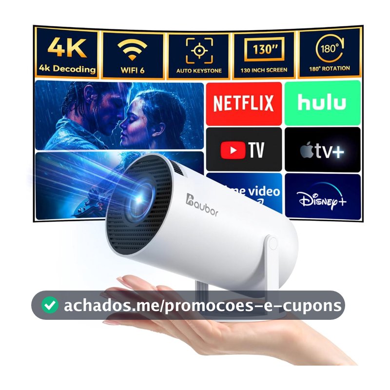 Projetor HY300 Original Portátil Smart Android 11 4K Ultra HD HDMI Wifi Bluetooth Alto Falante Embutido