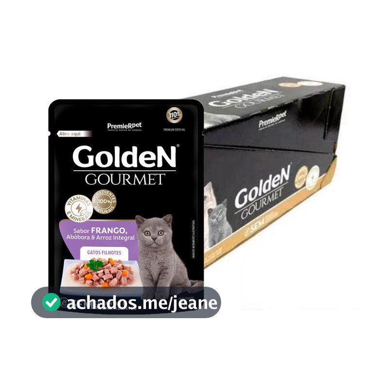 Kit 20un. Ração Úmida Sachê Golden Gourmet Gatos Filhotes Frango 70g