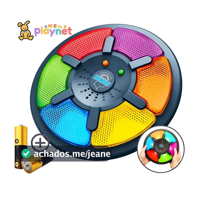 Jogo da Memória 6 Cores Tipo Genius com Luz E Som A Pilha Aprendizado Infantil Brinquedo Interativo
