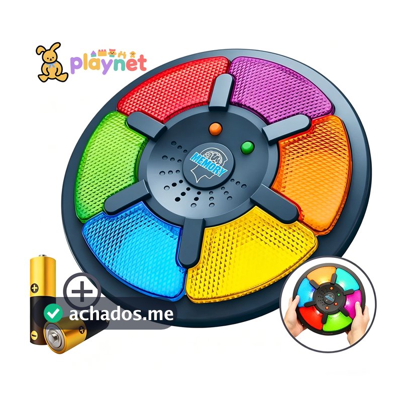 Jogo da Memória 6 Cores Tipo Genius com Luz E Som A Pilha Aprendizado Infantil Brinquedo Interativo