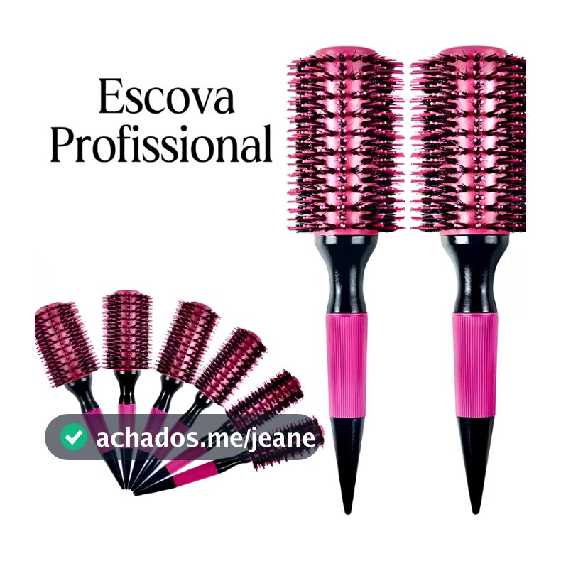 Escova Profissional Térmica com Cerdas Duplas e Base de Cerâmica