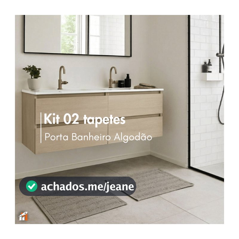 Kit 02 tapetes Porta Banheiro Algodão 0,47x0,65 Cores Modernas