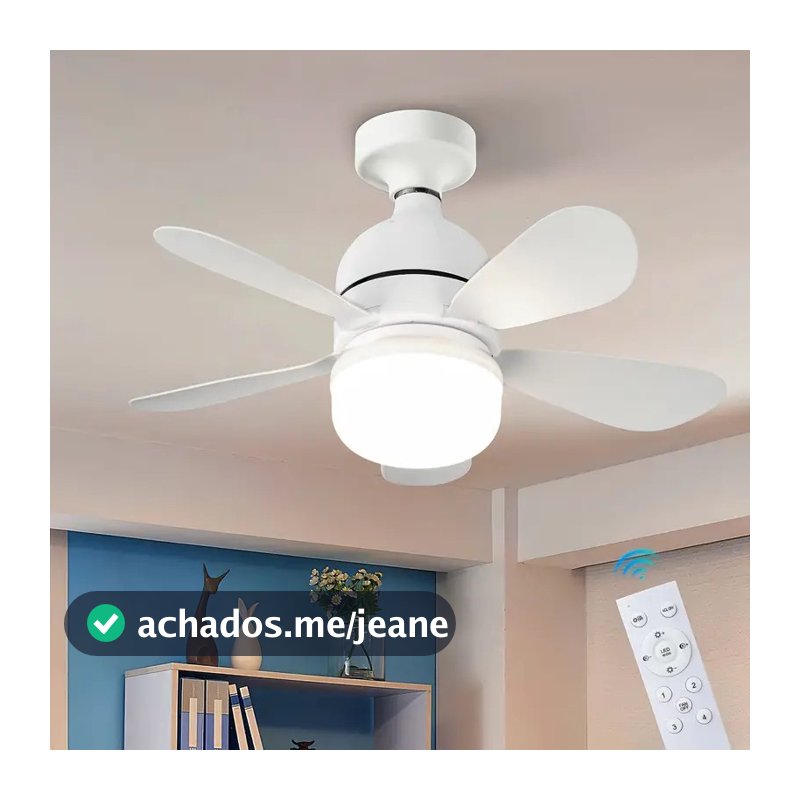 Ventilador de teto Com Luz para Pequenos Espaços (6 Hélices) Controle Remoto Bivolt LED 110V-220V