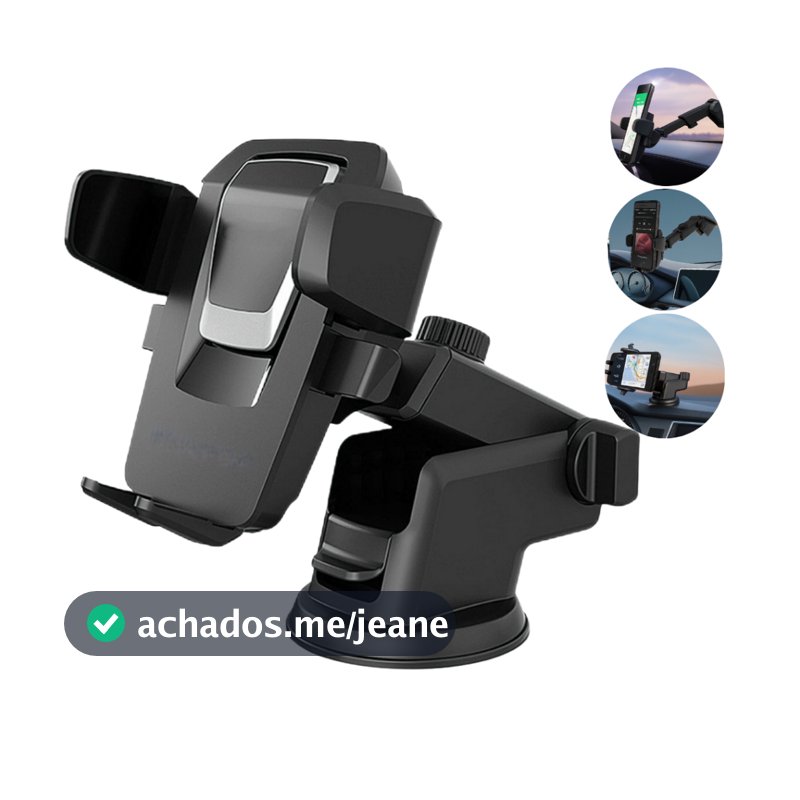 Suporte Carro Celular GPS Universal Painel e Parabrisa Resistente Ventosa Ajustável Rotação 360°