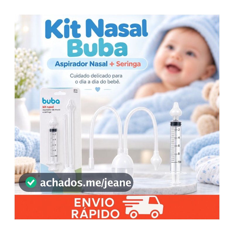 Kit Aspirador Nasal Bebe Seringa Lavagem Nasal Infantil Bebê Buba Crianças