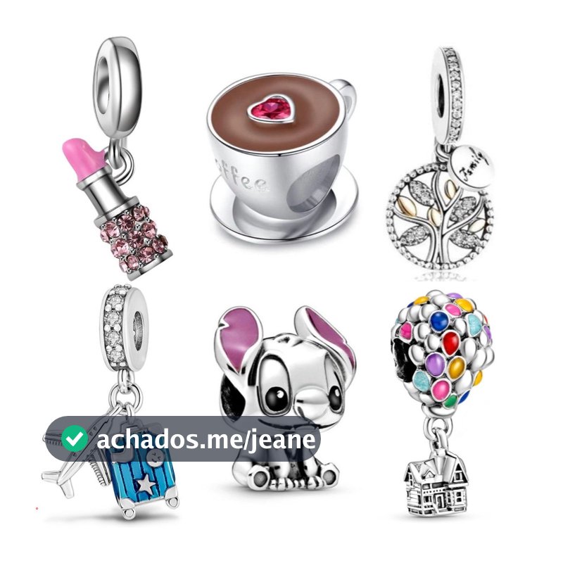 Berloques de Prata 925 Charms Balões Aviões Café Charme Clássicos Acessórios
