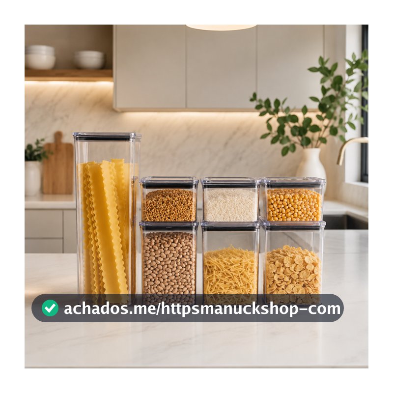 Kit 7 Potes Hermético 3 Tamanhos Acrílico Armazenar Alimento vedação praticidade organização