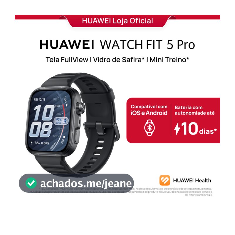 HUAWEI WATCH FIT 5 Pro| Smartwatch Relogio | Tela FullView AMOLED de 1,92" | Mini Treino | 64 GB | ECG