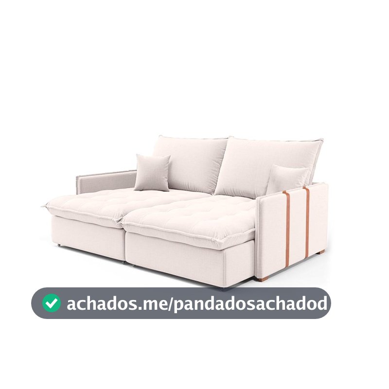Sofá Retrátil Sem Caixa 3 lugares Solomons Linho Cru 180 cm