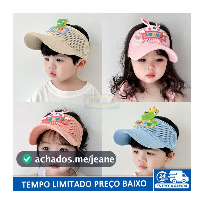 Chapéu infantil de verão em tela respirável, aba alta, design vazado, proteção solar em formato de guarda-chuva, unissex