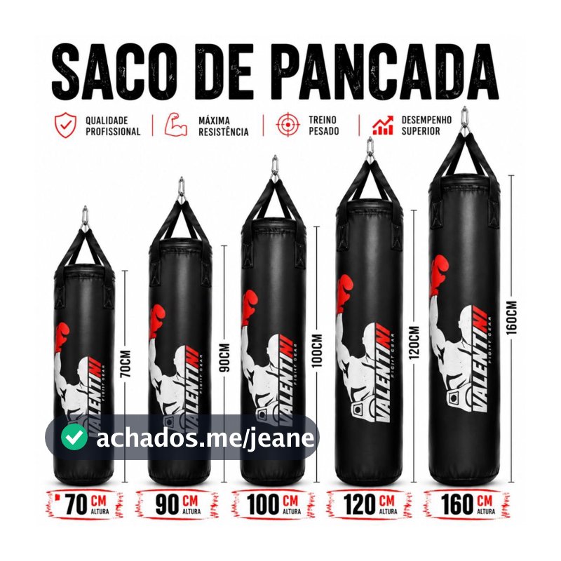 Saco De Pancada Boxe Valentini Treino Intenso Alça De Segurança Material de Alto Impacto  [70/90/100/120/160cm] - Vazio