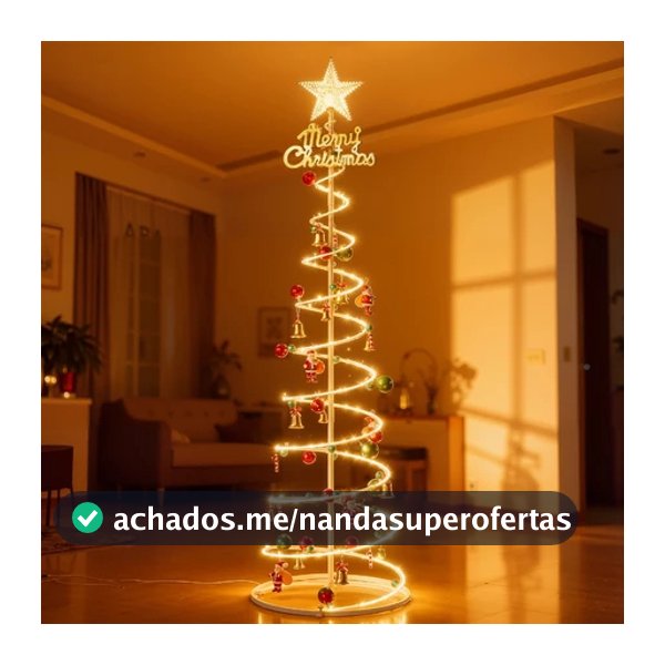 Árvore de Natal LED 1,8m Dobrável com Enfeites Inclusos + Bengala do Papai Noel-N10