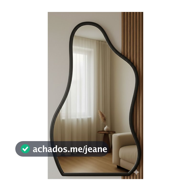 Espelho Orgânico 80x50 Veneza Com Couro Luxo