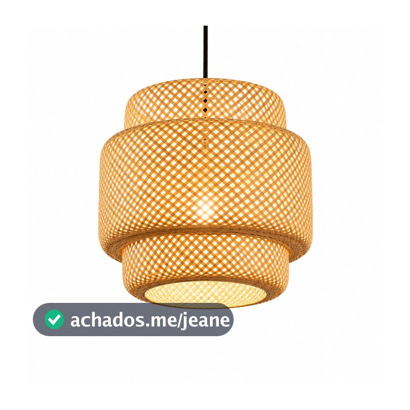 Luminária Pendente De Bambu Artesanal Fibra Natural E27