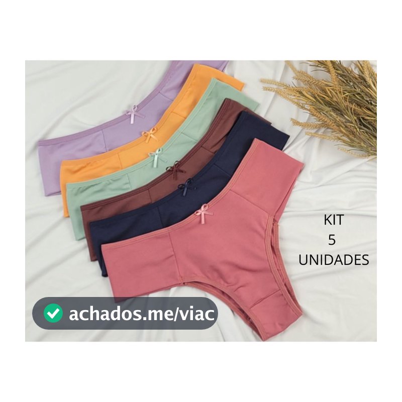 KIT 5 CALCINHAS FEMININAS PALA  ALTA CONFORTO FORRO ALGODÃO
