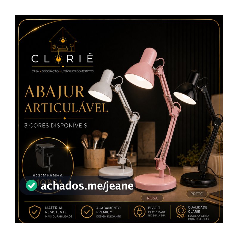 Luminária de Mesa Grande 60cm Articulada Regulável Abajur de Mesa Para Manicure Estudo Leitura