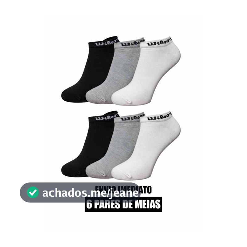 Kit 6 pares de meia soquete Wilson original