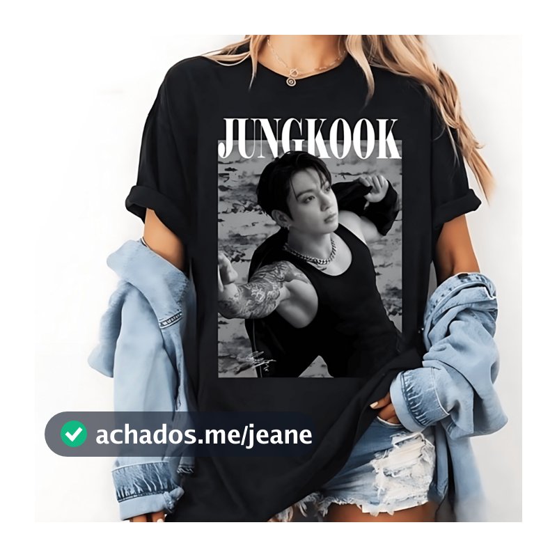 Camiseta Estampa Bts Jungkook Diferenciado Estilo Moderno Adulto/Infantil Lançamento Unissex Em Algodao