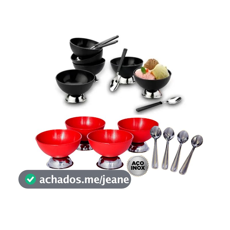 Jogo de taças para sobremesa Conjunto Potes Plásticos com Aço Inox Para Servir