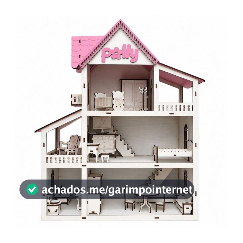 Kit Casinha de Boneca + 19 Miniatura Moveis com Parquinho em mdf Casa de Boneca Pequenas
