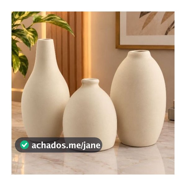 Vaso de decoração Kit con 3 Vasos Decorativos Cerâmica Premium Bulbo Sala Moderna