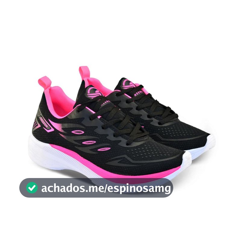 Tenis Feminino Escolar Academia Original FREEDOM Corrida Caminhada Lançamento PRETO PINK