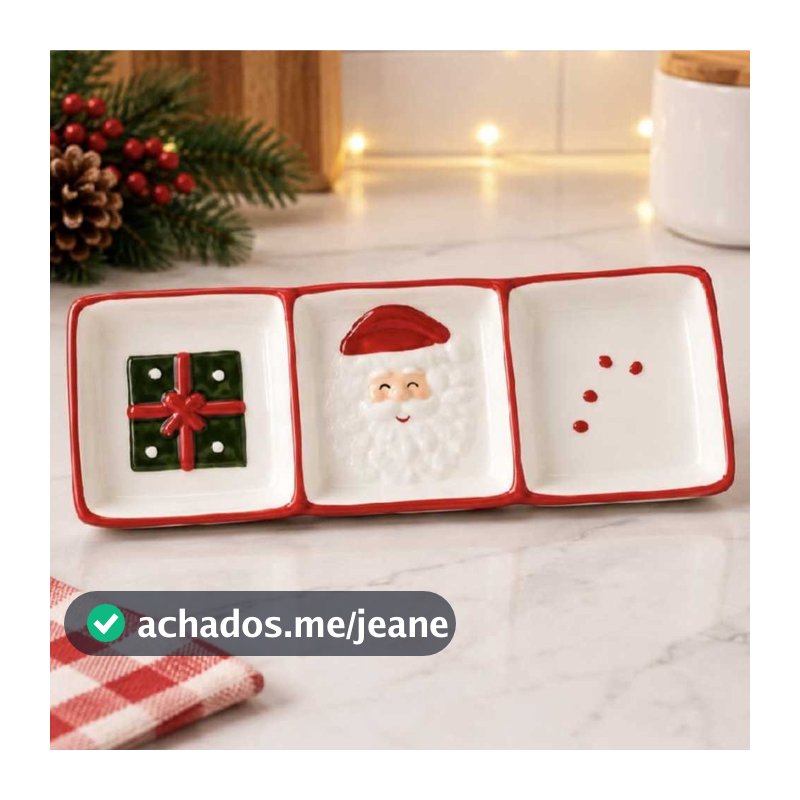 Petisqueira Cerâmica Natalina Prato Papai noel mesa posta fofa natal boneco neve presente