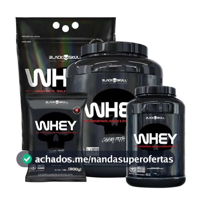 Whey Protein 2kg 1kg 900g Black Skull WPC + Whey Isolado + Hidrolisado 900g / 2kg