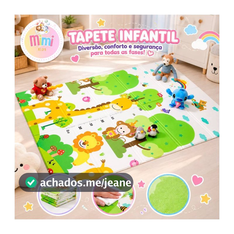 Tapete Térmico Dupla Face 120x180 - Tapete Dobrável Infantil Emborrachado 1,50 x 2,00