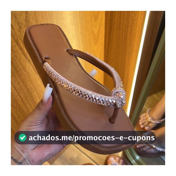 Chinelo feminino confortável de dedo com correias detalhe nó de brilho strass Luxo bico quadrado