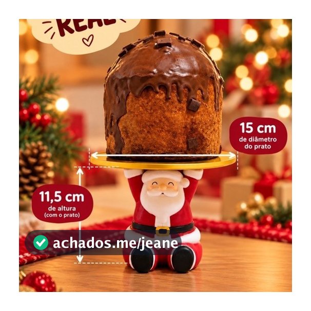 Porta Panetone Papai Noel 3D | Suporte para Panetone 500g | Decoração Natal Mesa Posta